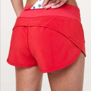 Lululemon speed up short, flamenco red, size 8